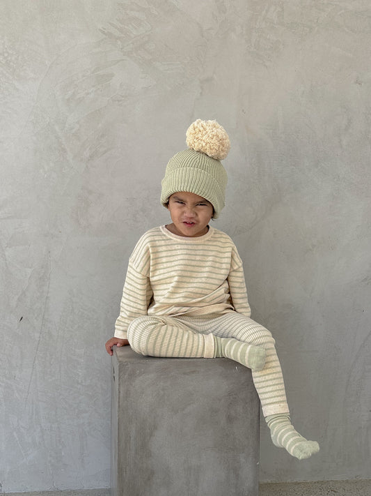 LONG SLEEVE TEE | BISCOTTI STRIPE 0-3M