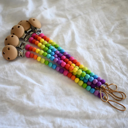 Silicone Dummy Clip - Bright Rainbow | Safety Certified