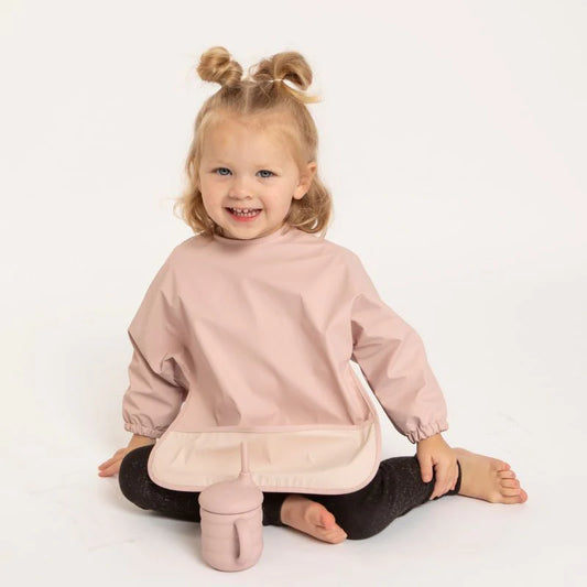 Recycled Long Sleeve Smock Bib - Pink