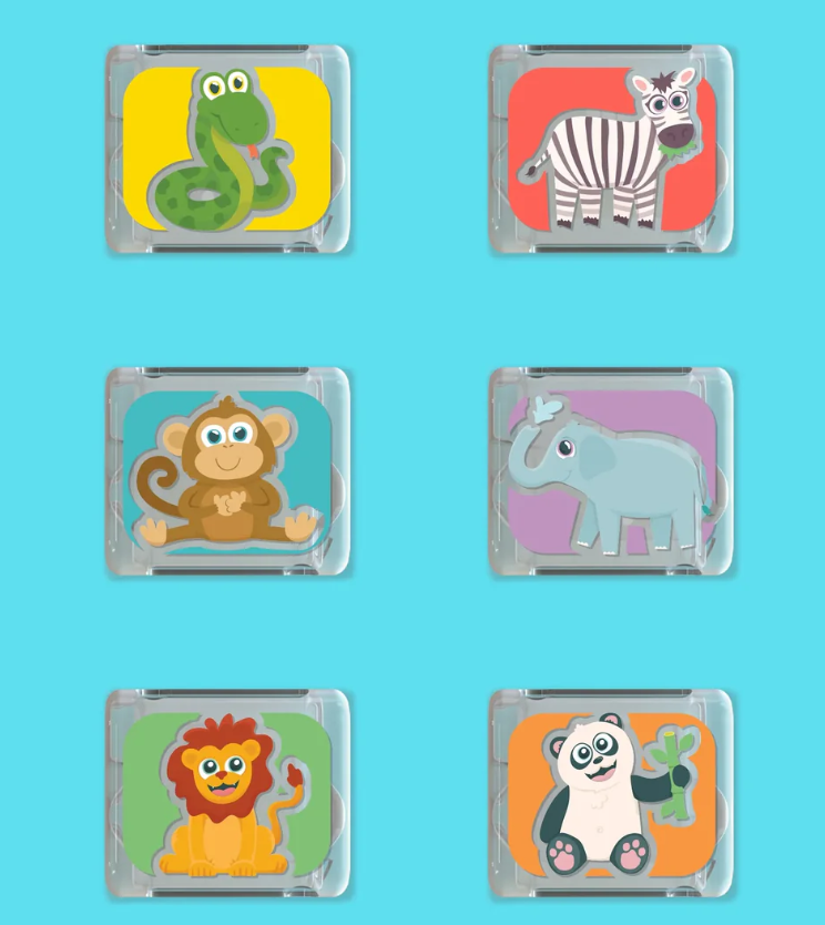 Limited Edition Light-Up Cubes, 6-Pack Zoo Animals