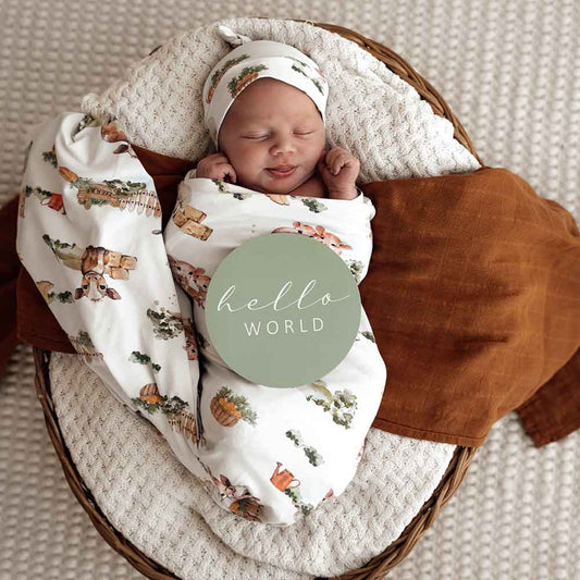 Farm Organic Jersey Wrap & Beanie Set