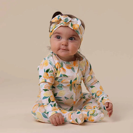 Sunny Citrus Organic Snuggle Sleepsuit Zip Footie