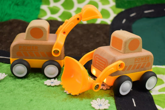 Wooden Friction Truck Bulldozer With Sound And Light