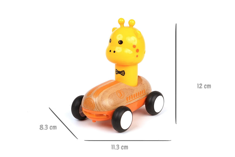 Wooden Press Go Racer Giraffe With Sound And Light
