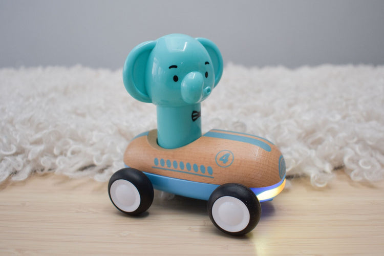 Wooden Press Go Racer Elephant With Sound And Light
