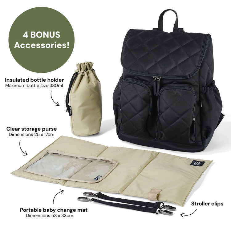 Signature Nappy Backpack - Black Diamond Quilt