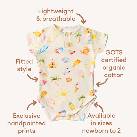 Beach Fun Short Sleeve Organic Bodysuit