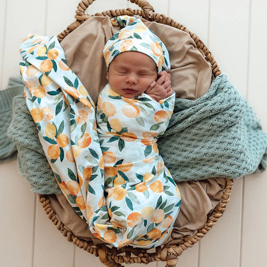 Citrus Squeeze Organic Jersey Wrap & Beanie Set