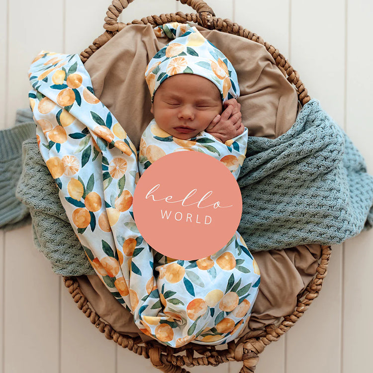 Citrus Squeeze Organic Jersey Wrap & Beanie Set
