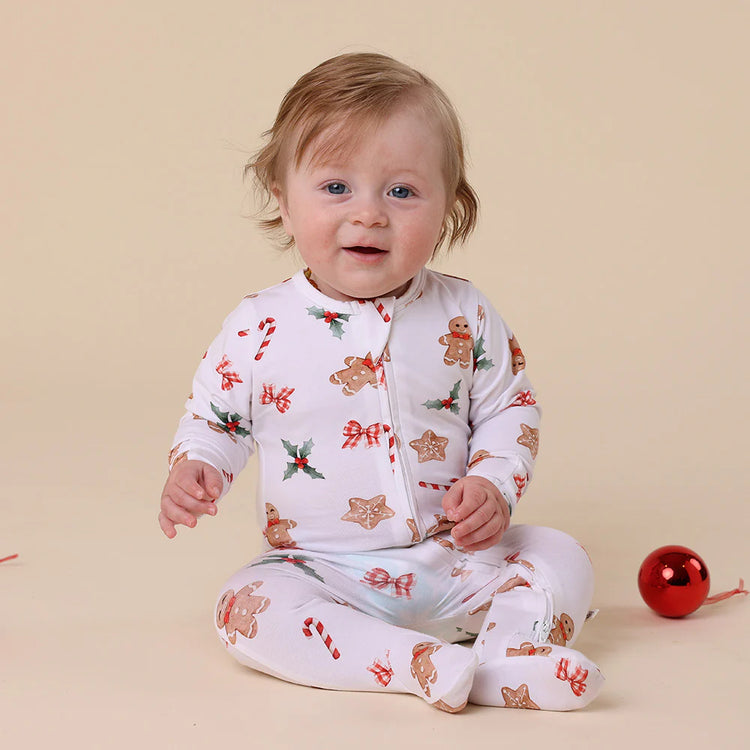 Gingerbread Organic Snuggle Sleepsuit Zip Footie