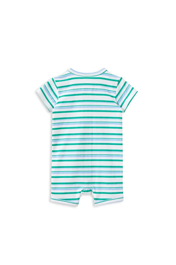 Green Stripe Zip Romper