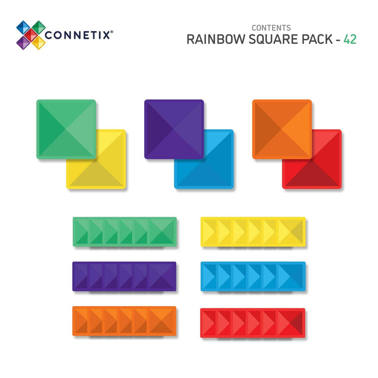 Connetix Tiles - Rainbow Square Pack 42 pc