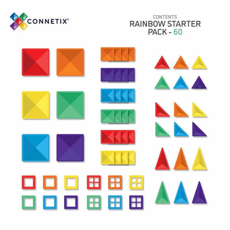 Connetix Tiles - Rainbow Starter Pack - 60 piece