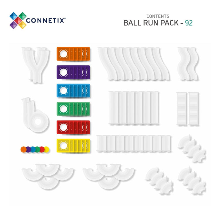 Connetix Tiles - Rainbow Ball Run Pack - 92 piece