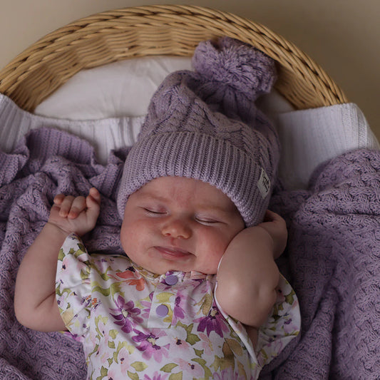 Lavender Organic Baby Knit Beanie