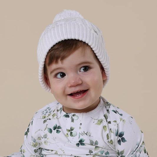 White Organic Baby Knit Beanie