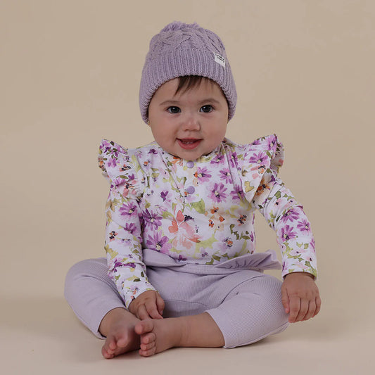 Isla Long Sleeve Organic Bodysuit with Frill