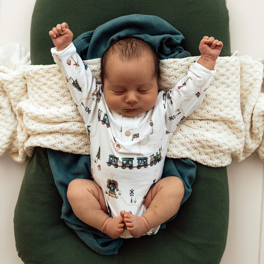 Trains Long Sleeve Organic Bodysuit