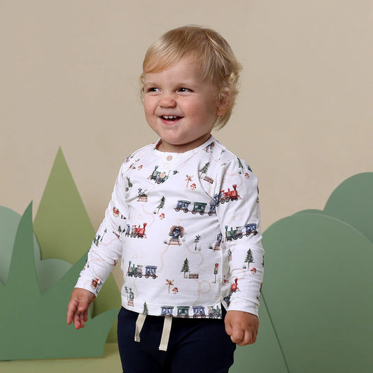 Trains Organic Long Sleeve Top