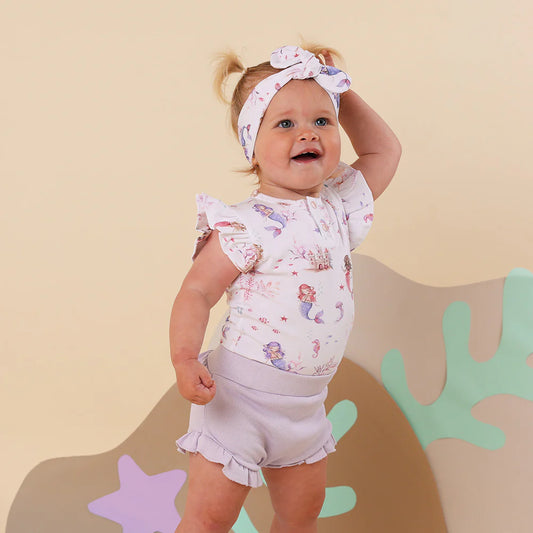 Mermaid Short Sleeve Organic Bodysuit with Frill