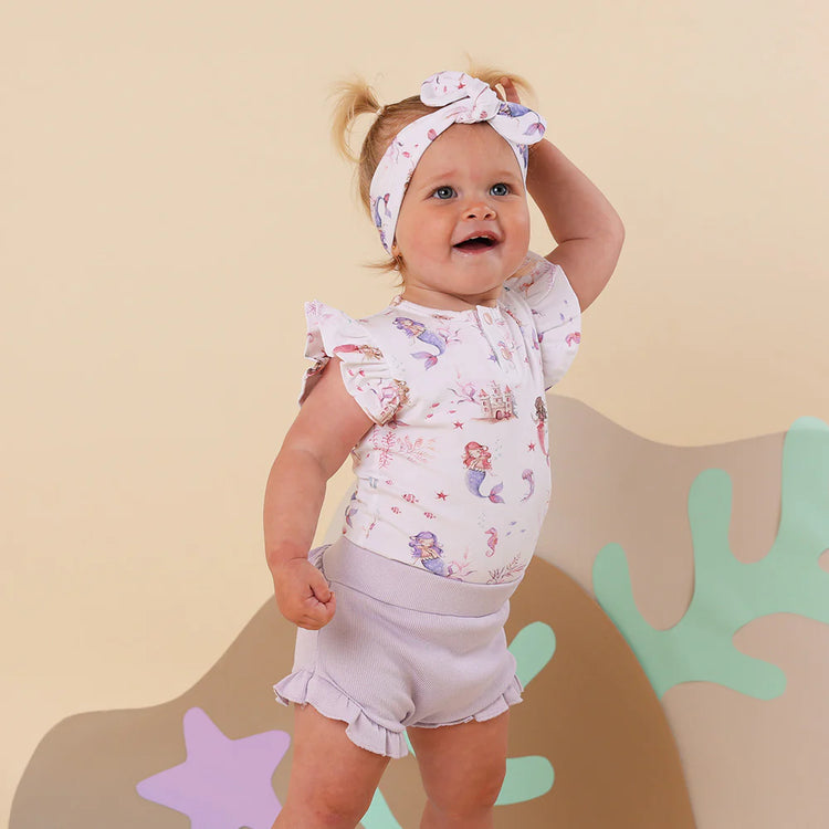 Mermaid Short Sleeve Organic Bodysuit with Frill