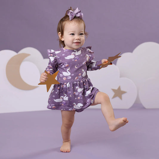Midnight Swan Long Sleeve Organic Dress