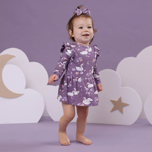 Midnight Swan Long Sleeve Organic Dress