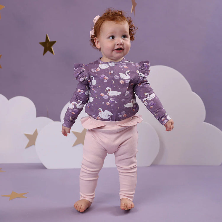 Midnight Swan Organic Long Sleeve Top with Frill
