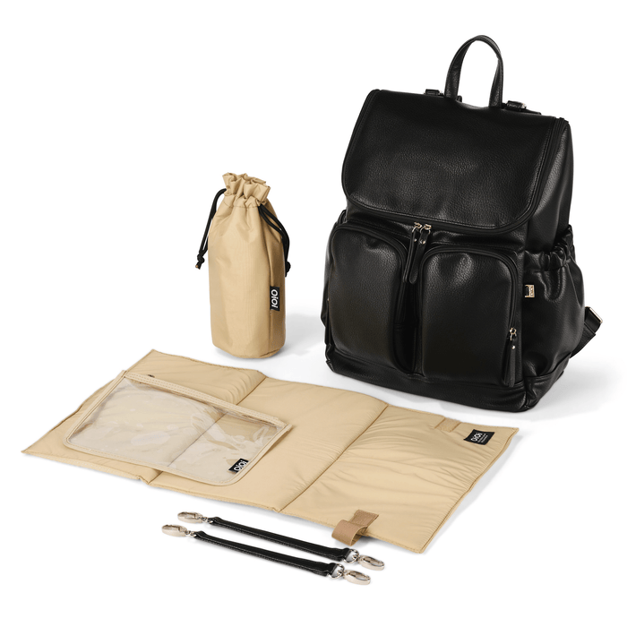 Signature Nappy Backpack - Black Dimple Vegan Leather