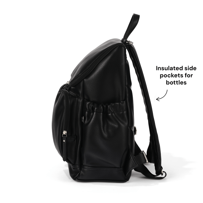 Signature Nappy Backpack - Black Dimple Vegan Leather
