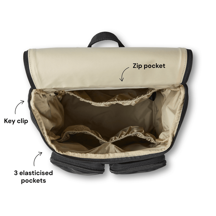 Signature Nappy Backpack - Black Dimple Vegan Leather