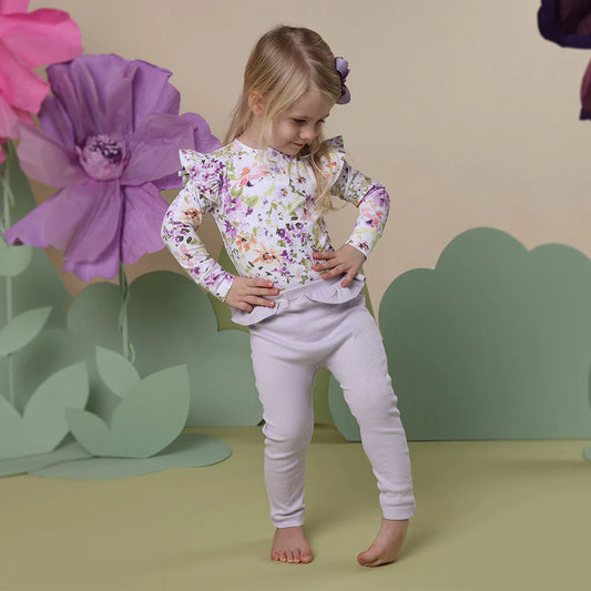 Lavender Organic Pants with Frill