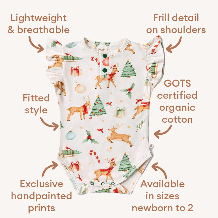 Prancer & Friends Short Sleeve Organic Bodysuit with Frill