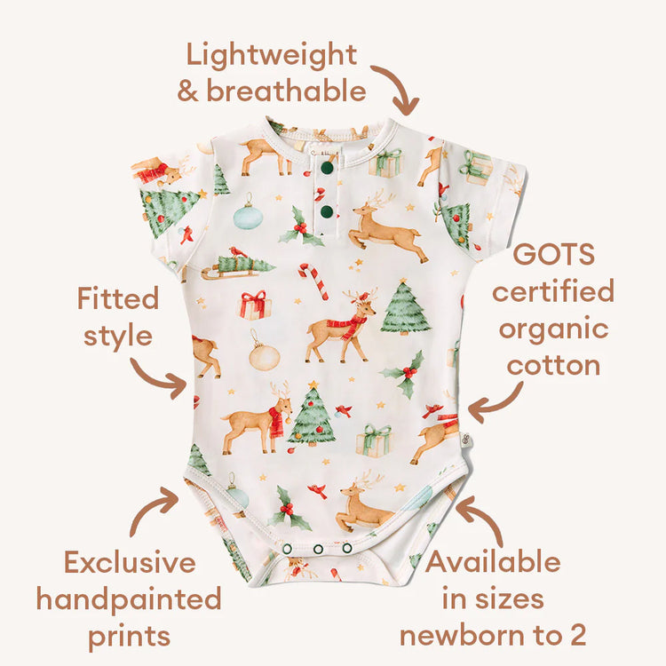 Prancer & Friends Short Sleeve Organic Bodysuit