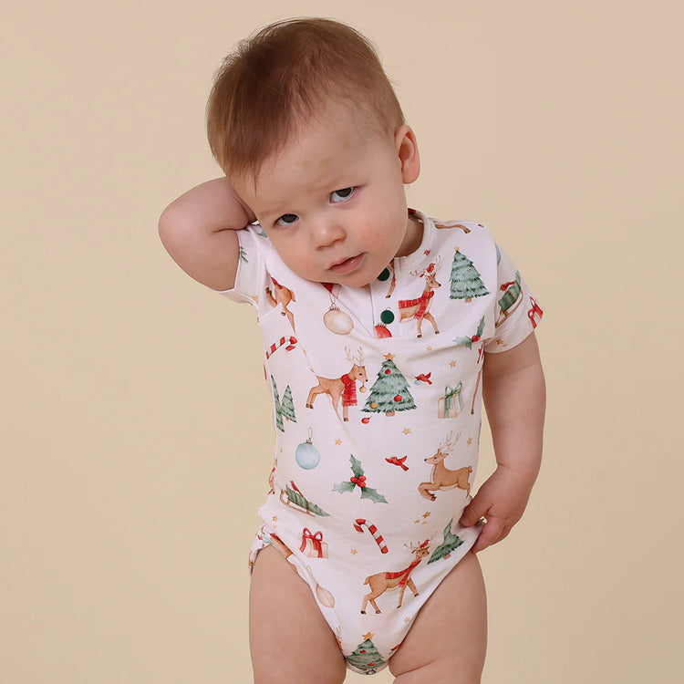 Prancer & Friends Short Sleeve Organic Bodysuit