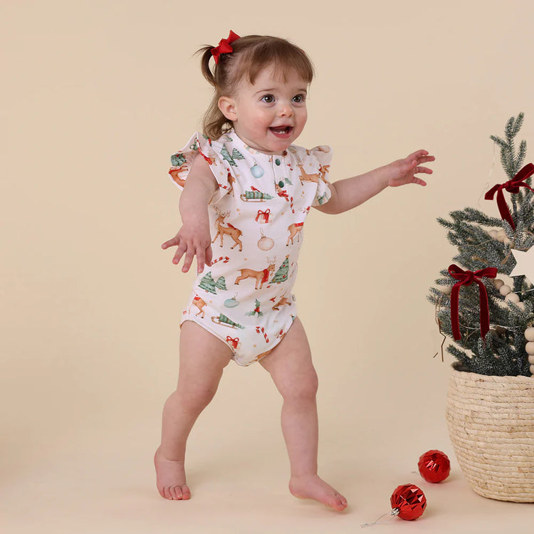 Prancer & Friends Short Sleeve Organic Bodysuit with Frill