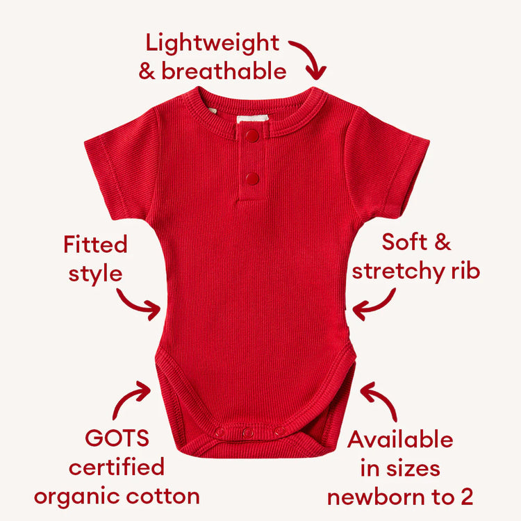 Red Short Sleeve Organic Bodysuit