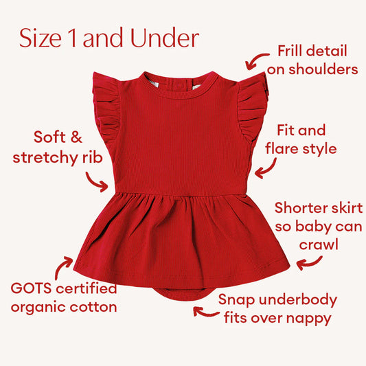 Red Short Sleeve Organic Dress