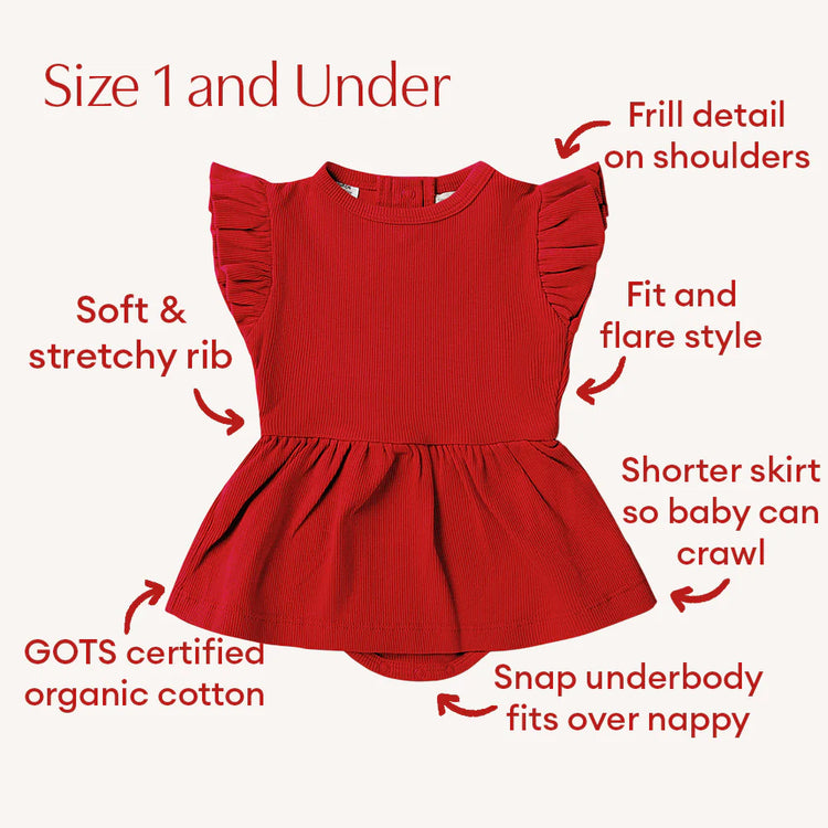 Red Short Sleeve Organic Dress