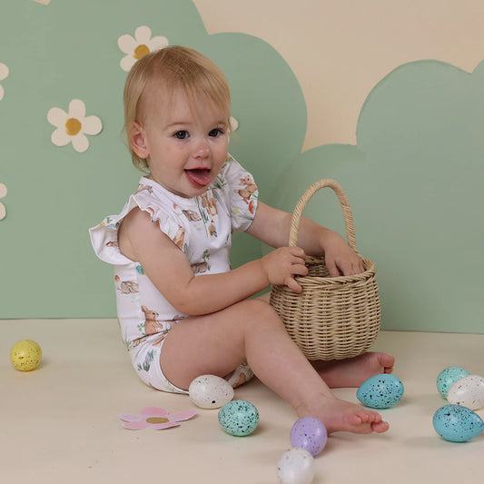 Easter Bunnies Short Sleeve Organic Bodysuit with Frill