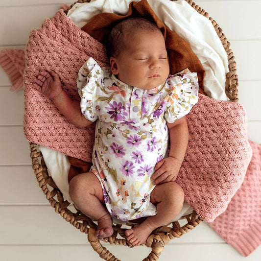Isla Short Sleeve Organic Bodysuit with Frill