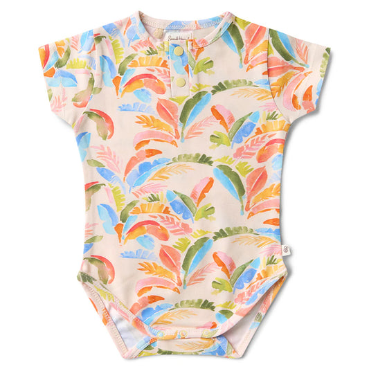 Summer Palm Short Sleeve Organic Bodysuit