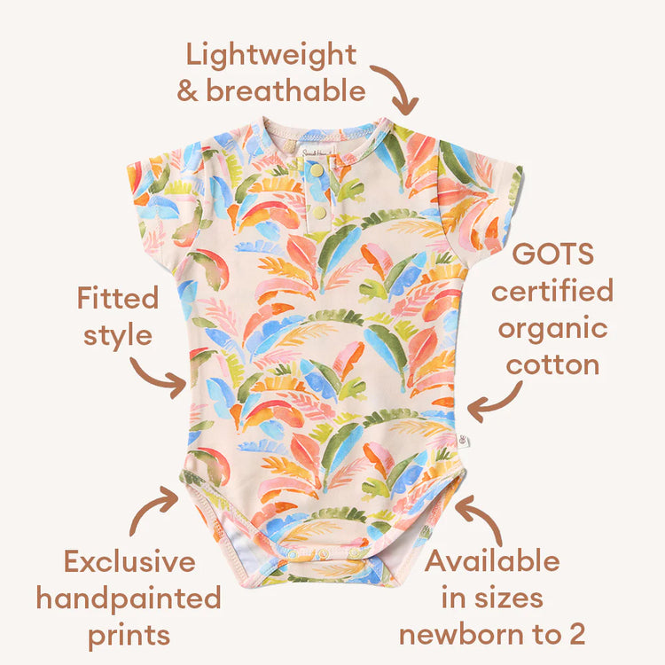 Summer Palm Short Sleeve Organic Bodysuit