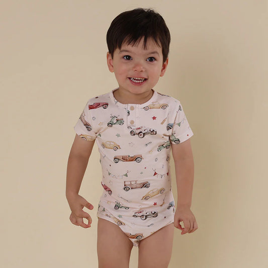 Vintage Cars Short Sleeve Organic Bodysuit