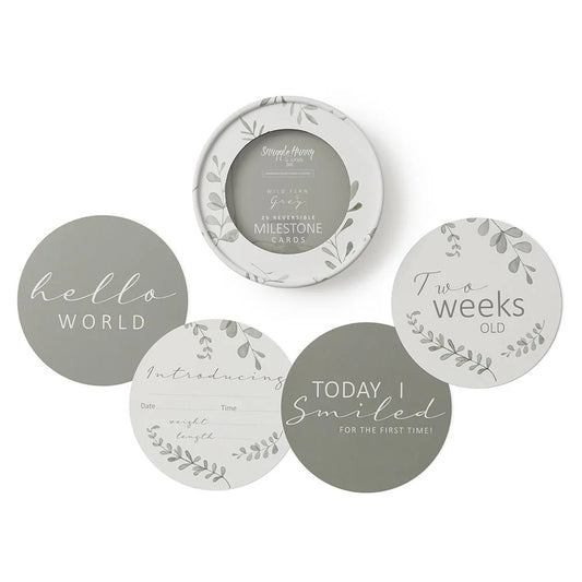 Wild Fern & Grey Reversible Milestone Cards