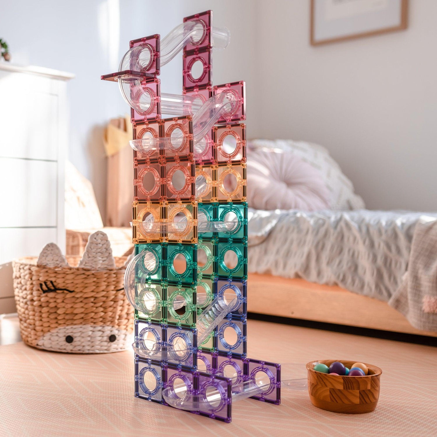 Connetix Tiles 106 piece Pastel Ball Run Pack