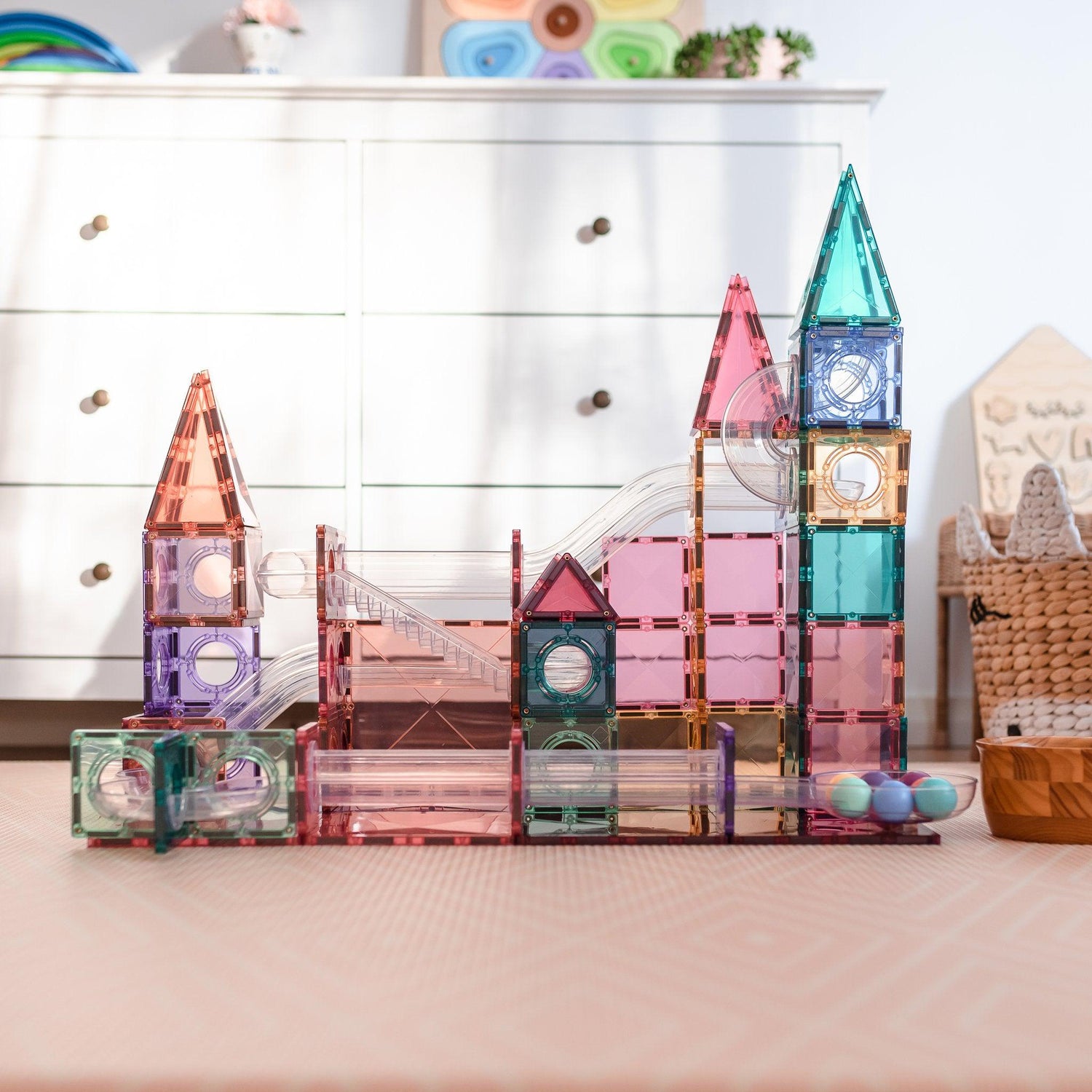 Connetix Tiles 106 piece Pastel Ball Run Pack