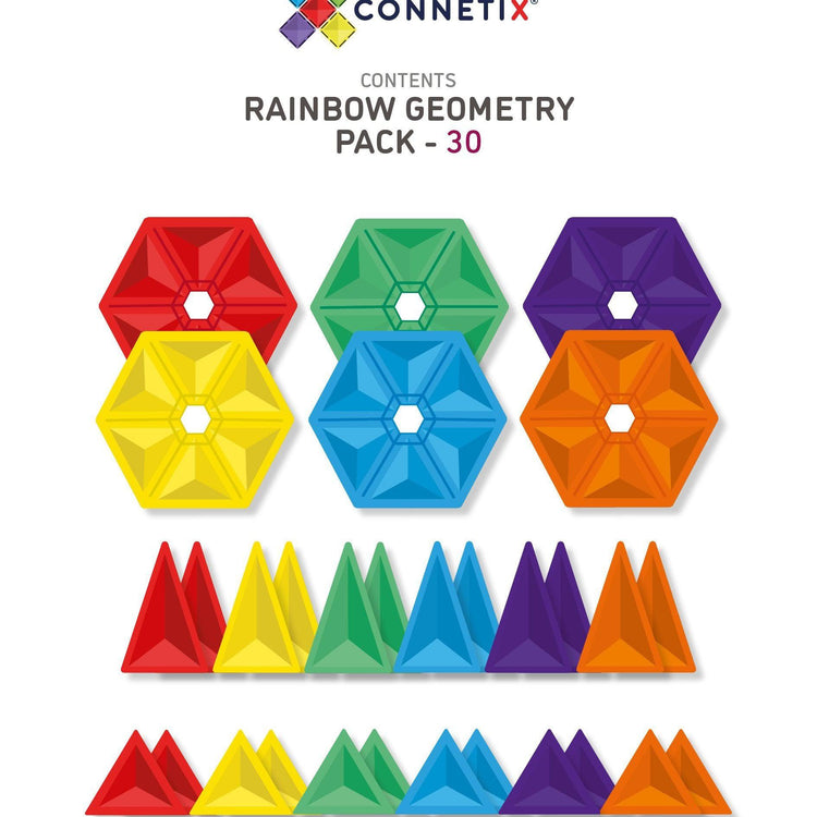 Connetix Tiles 30 piece Rainbow Geometry Pack