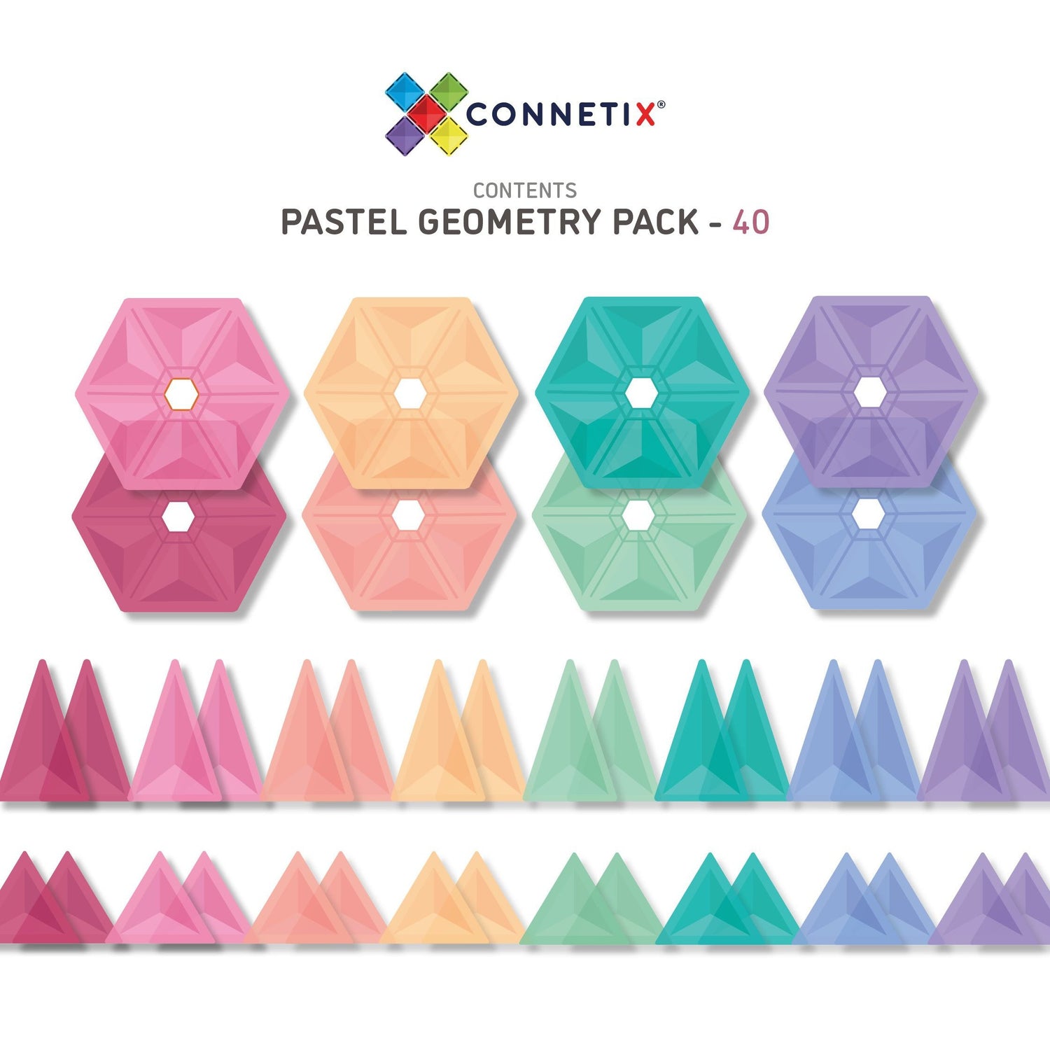 Connetix Tiles 40 piece Pastel Geometry Pack