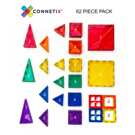 Connetix Tiles 62 piece Rainbow Starter Pack